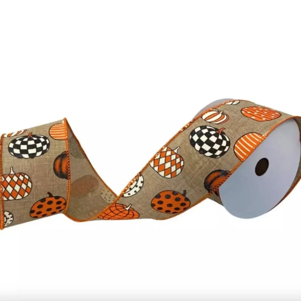 Pumpkin Patch Faux Linen Ribbon 2.5